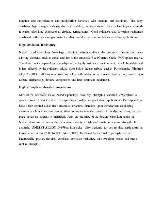 Nickel based super alloys use for high temperature application (in ga…
