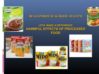 BEACONHOUSE SCHOOL SYSTEM
LETS MAKE A DIFFERENCE

HARMFUL EFFECTS OF PROCESSED
FOOD

 