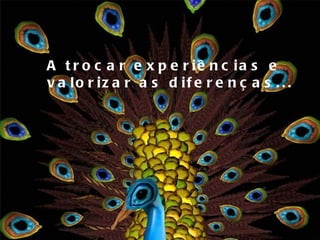 A trocar experiências e valorizar as diferenças... 