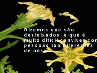 Dizemos que são desleixados, e que é muito difícil conviver com pessoas tão diferentes de nós... 