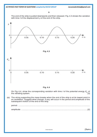 A2 PHYSICS PAST PAPER CIE QUESTIONS compiled By RACSO GROUP racsostudenthelp@gmail.com
 