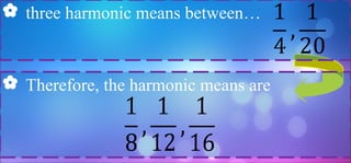  three harmonic means between…
 Therefore, the harmonic means are
 