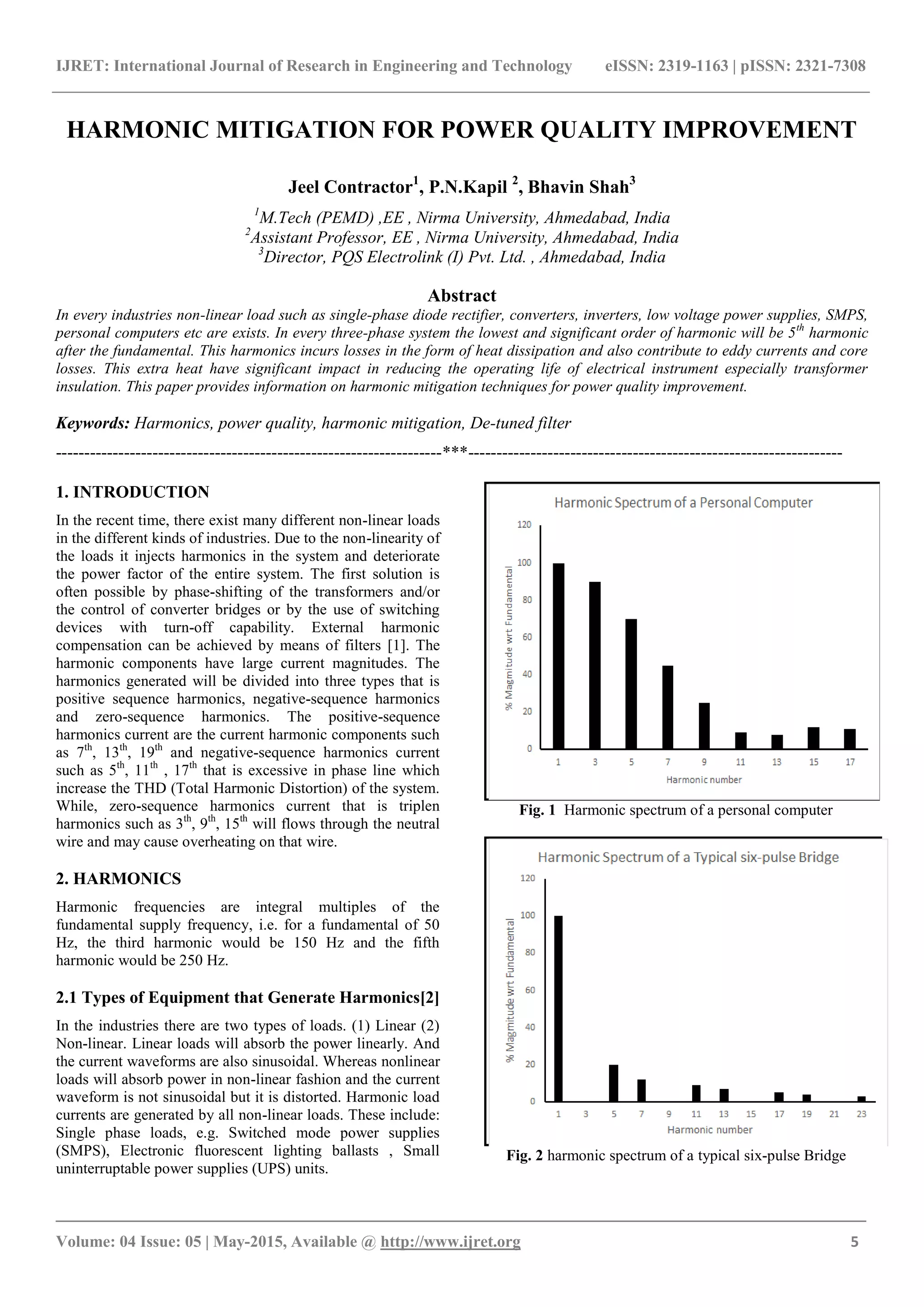 Harmonic mitigation for power quality improvement | PDF
