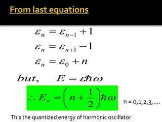 This the quantized energy of harmonic oscillator
nn
nn
n





0
1
1n
1
1



Ebut,







2
1
nEn n = 0,1,2,3,….
 