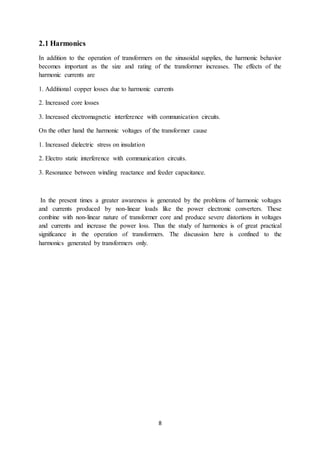 Harmonics In Transformer pdf | DOCX