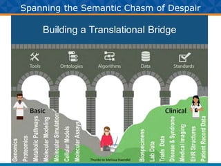 Spanning the Semantic Chasm of Despair
Building a Translational Bridge
CD2H
Thanks to Melissa Haendel
 