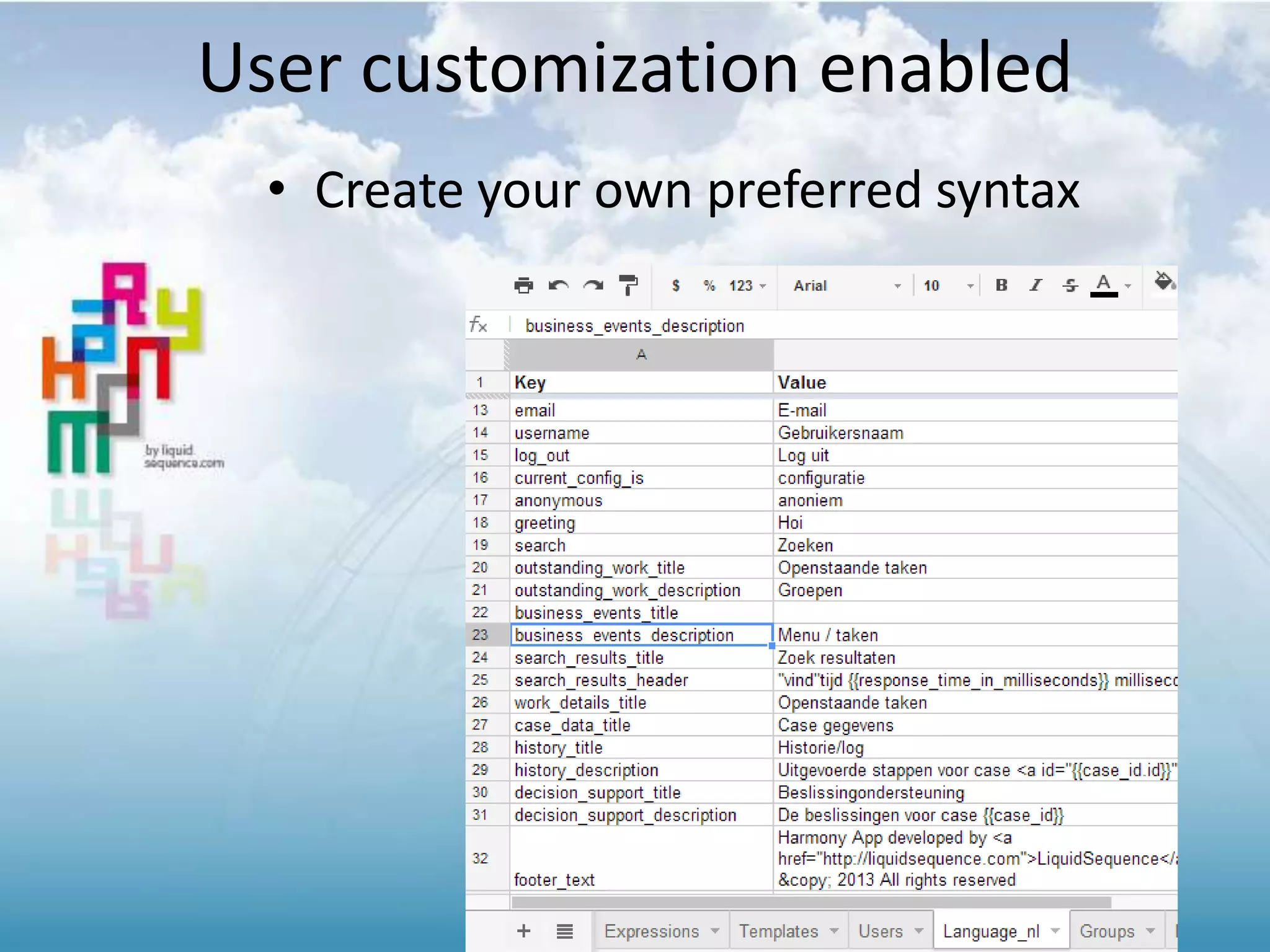 • Create your own preferred syntax
User customization enabled
 