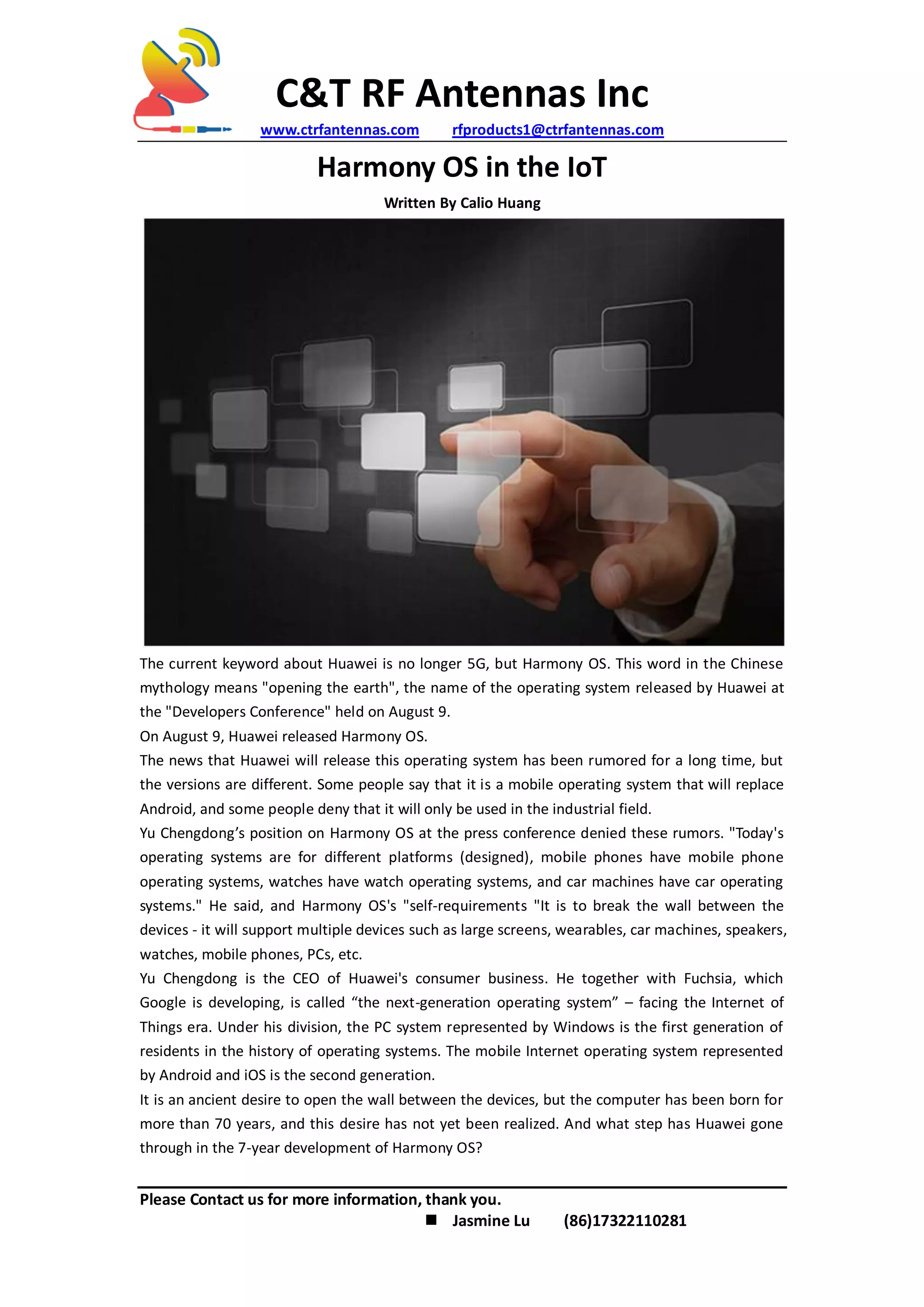 Harmony OS in the IoT -by calio huang of C&T RF Antennas Inc | PDF ...