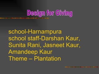 school-Harnampura school staff-Darshan Kaur, Sunita Rani, Jasneet Kaur, Amandeep Kaur Theme – Plantation  Design for Giving 