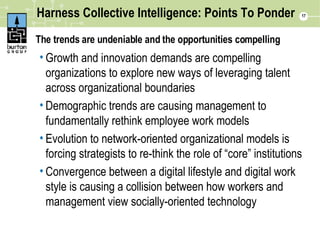 Harness Collective Intelligence: Points To Ponder  <ul><li>The trends are undeniable and the opportunities compelling </li...
