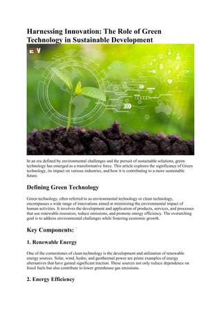The Role of Green Technology in Sustainable Development | Enterprise ...