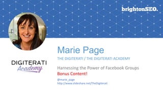 Harnessing the Power of Facebook Groups: Marie Page's BrightonSEO talk