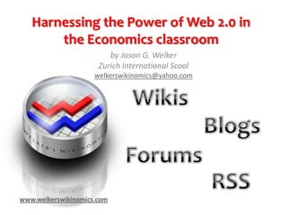 Harnessing the Power of Web 2.0 in
       the Economics classroom
                         by Jason G. Welker
                      Zurich International Scool
                     welkerswikinomics@yahoo.com




www.welkerswikinomics.com
 