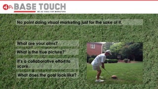 No point doing visual marketing just for the sake of it.
What is the true picture?
It’s a collaborative effort to
score
What does the goal look like?
What are your aims?
 
