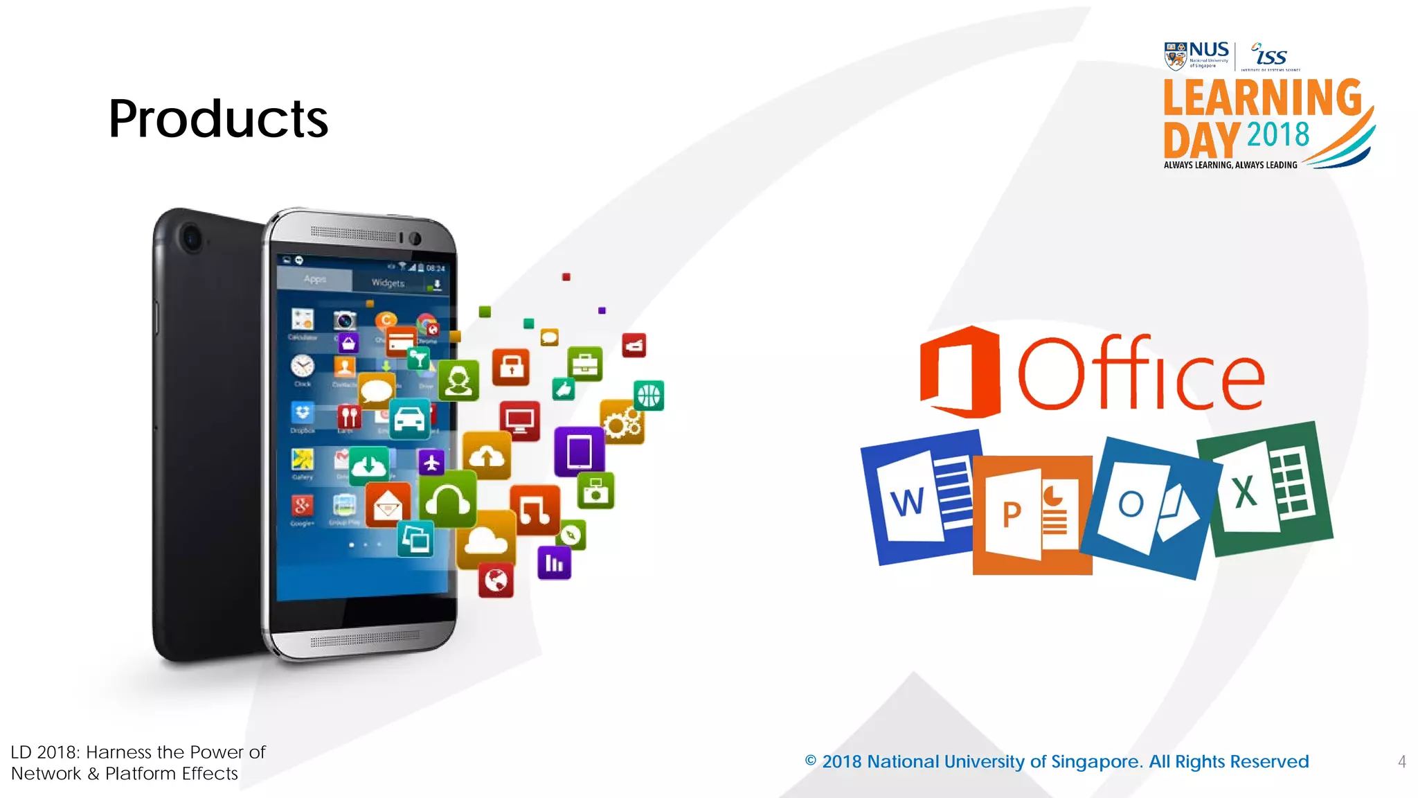 Products
© 2018 National University of Singapore. All Rights Reserved 4
LD 2018: Harness the Power of
Network & Platform Effects
 