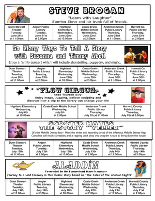 Summer Reading Program Schedule at Libraries Near You | PDF