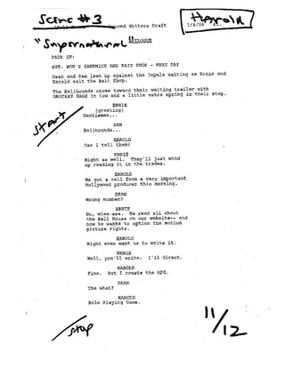 Supernatural 1.17 Hell House Casting Sides for Harry Spengler  