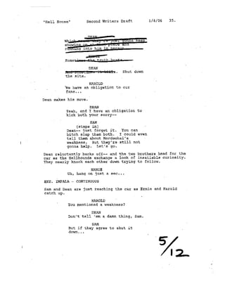 Supernatural 1.17 Hell House Casting Sides for Harry Spengler  