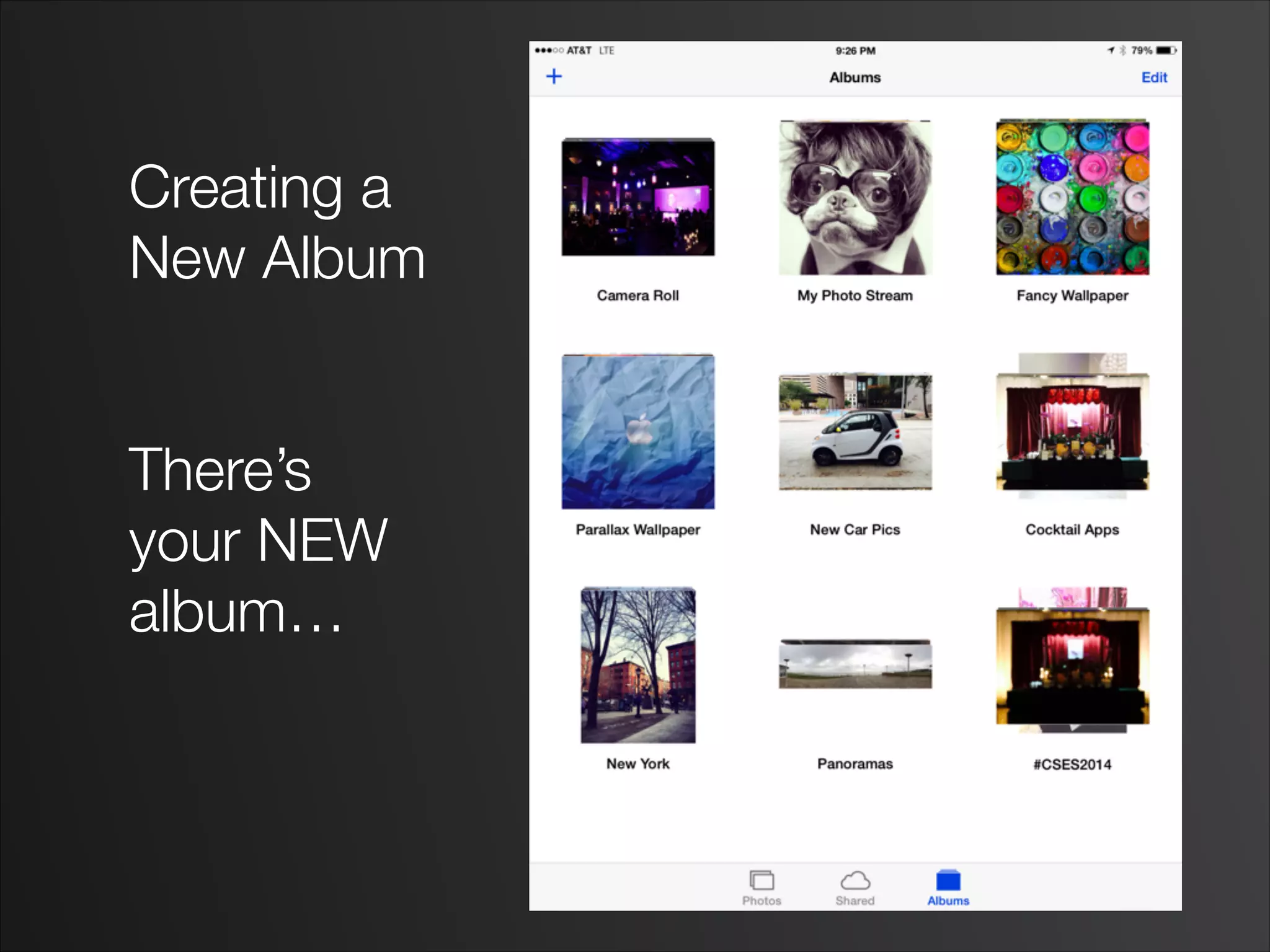 Creating a
New Album
!
!
There’s
your NEW
album…
 