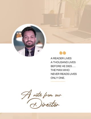 A READER LIVES
A THOUSAND LIVES
BEFORE HE DIES . . .
THE MAN WHO
NEVER READS LIVES
ONLY ONE.
 