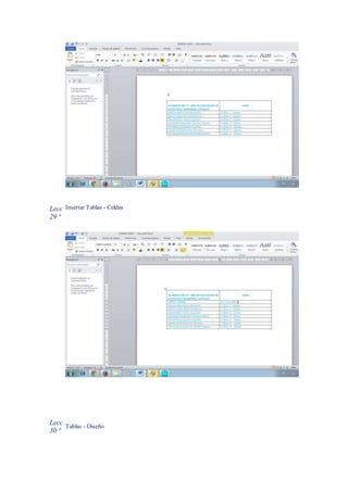 Lecc
29 ª
Insertar Tablas - Celdas
Lecc
30 ª
Tablas - Diseño
 