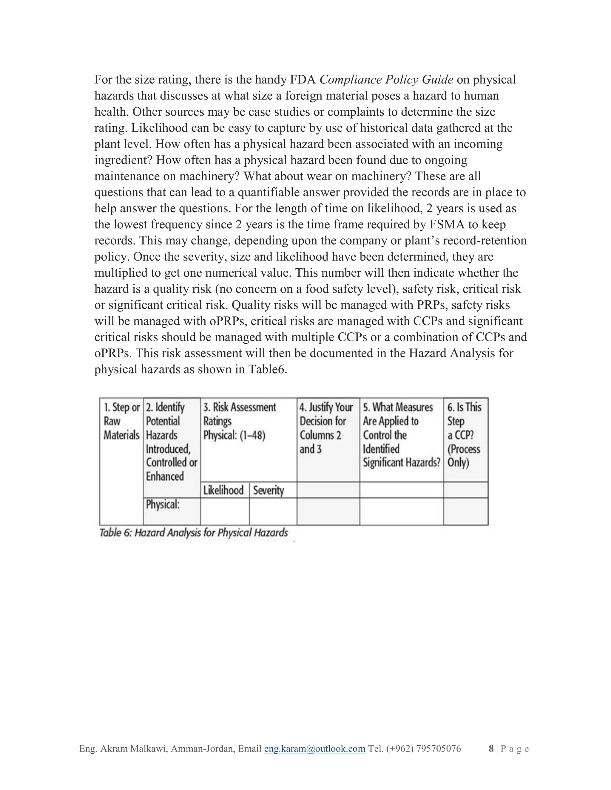 HAZARD ANALYSIS RISK-BASED PREVENTIVE CONTROL [HARPC] & TRADITIONAL ...