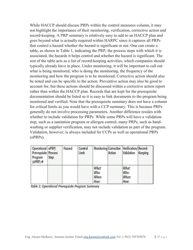 HAZARD ANALYSIS RISKBASED PREVENTIVE CONTROL [HARPC] & TRADITIONAL HACCP