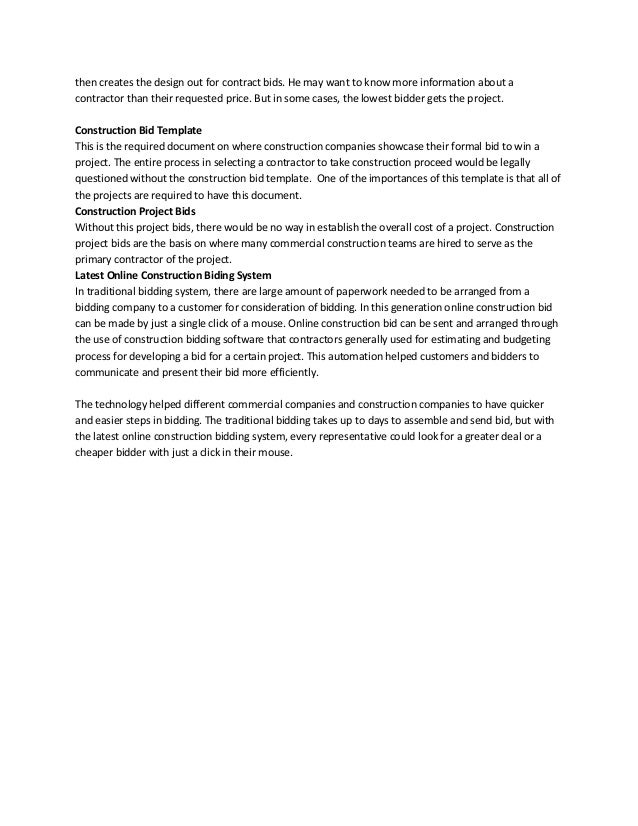 modern bidding of commercial construction projects