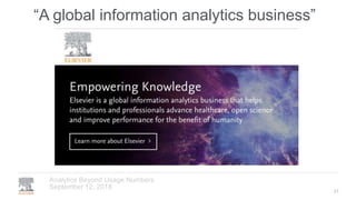 “A global information analytics business”
September 12, 2018
Analytics Beyond Usage Numbers
21
 
