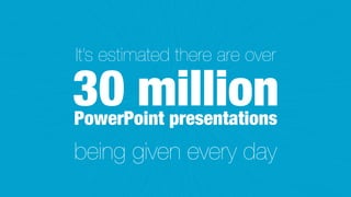 It’s estimated there are over

30 million
PowerPoint presentations
being given every day
 