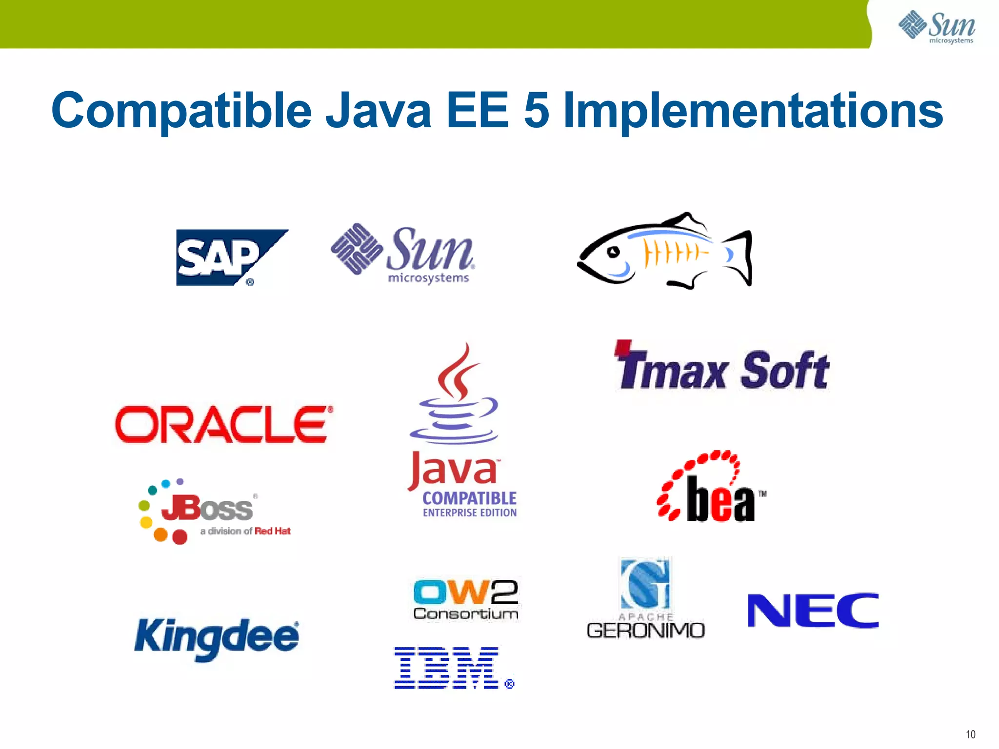 Compatible Java EE 5 Implementations




                                       10
 