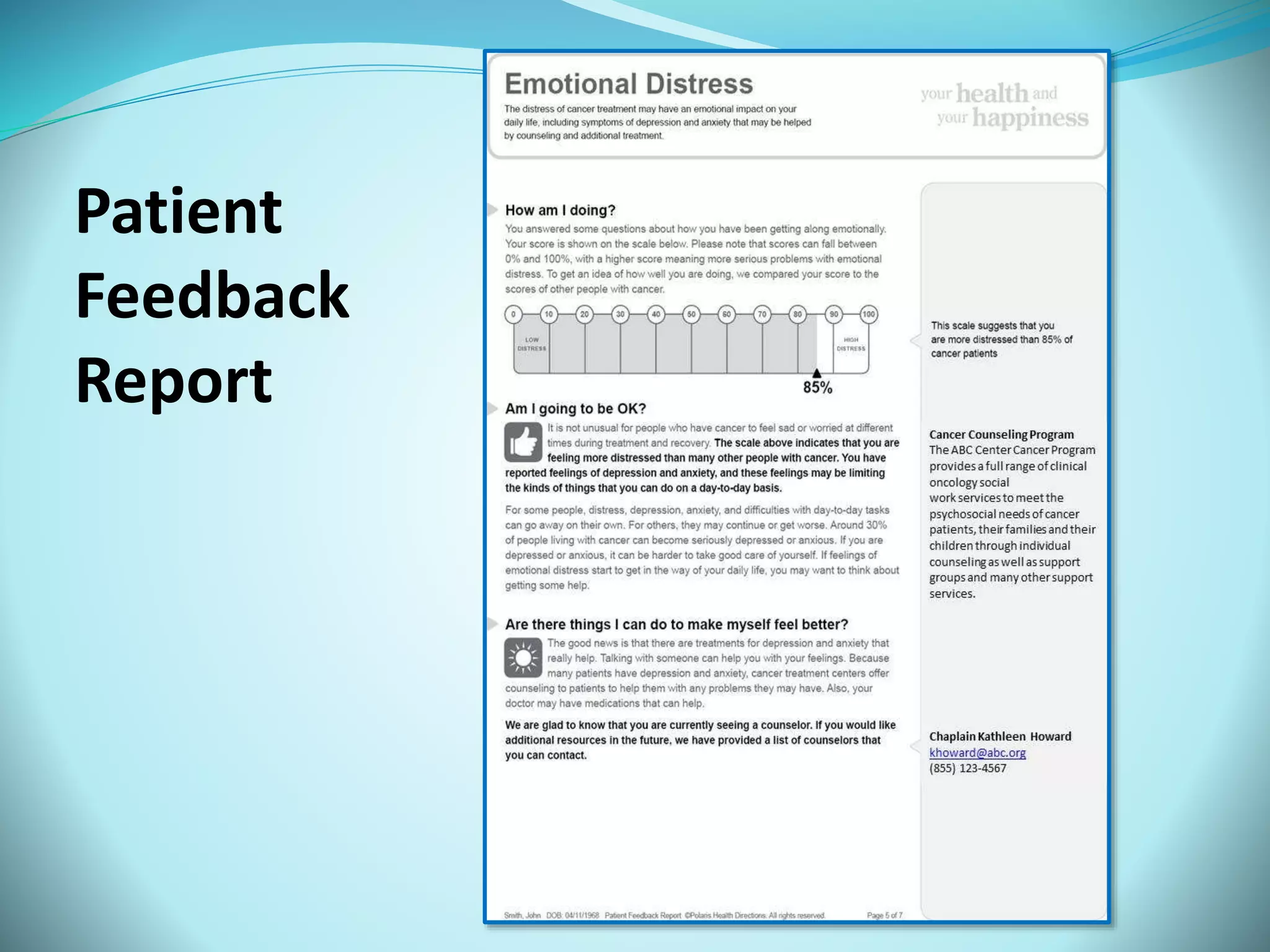 Patient 
Feedback 
Report 
 