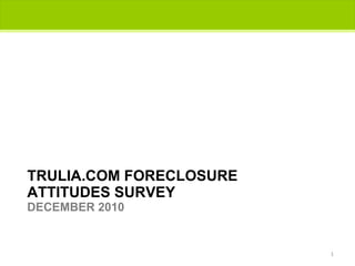 TRULIA.COM FORECLOSURE ATTITUDES SURVEY DECEMBER 2010 