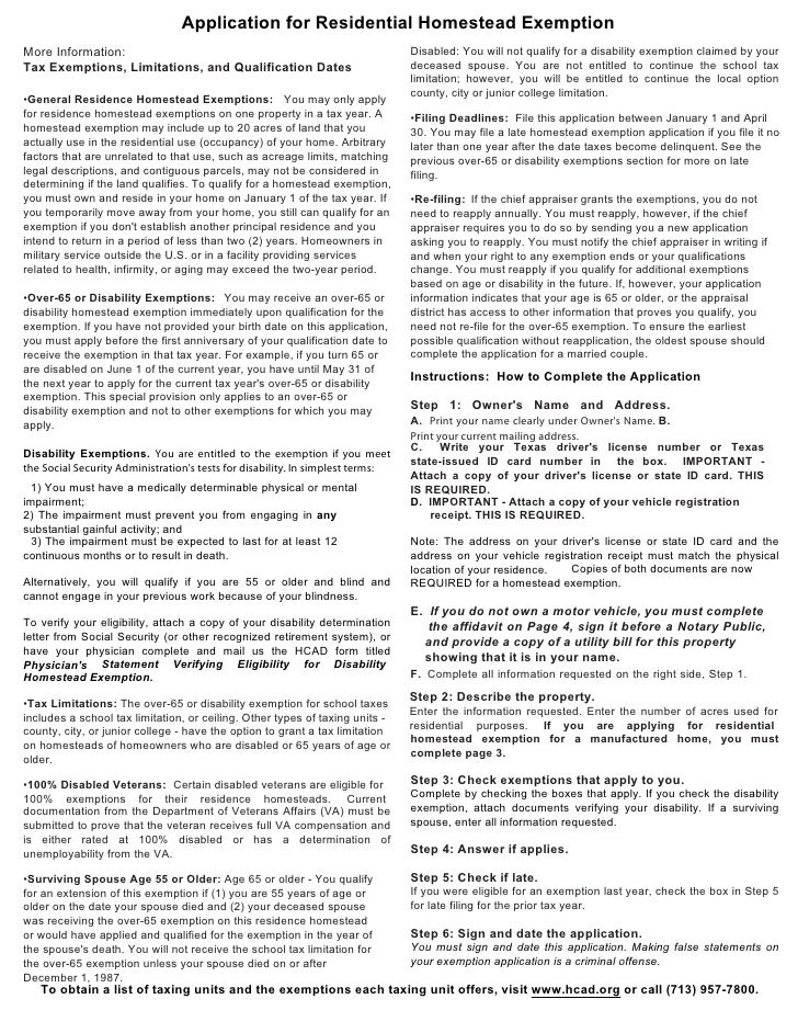 Harris Co TX Homestead Exemption