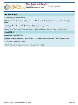 Harrison Assessments Sample Report Main Graph