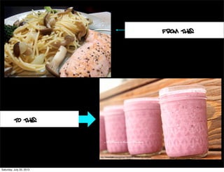 From This
To This
http://www.ﬂickr.com/photos/23054755@N00/135905798/
http://www.ﬂickr.com/photos/75628061@N03/7501075064/
Saturday, July 20, 2013
 