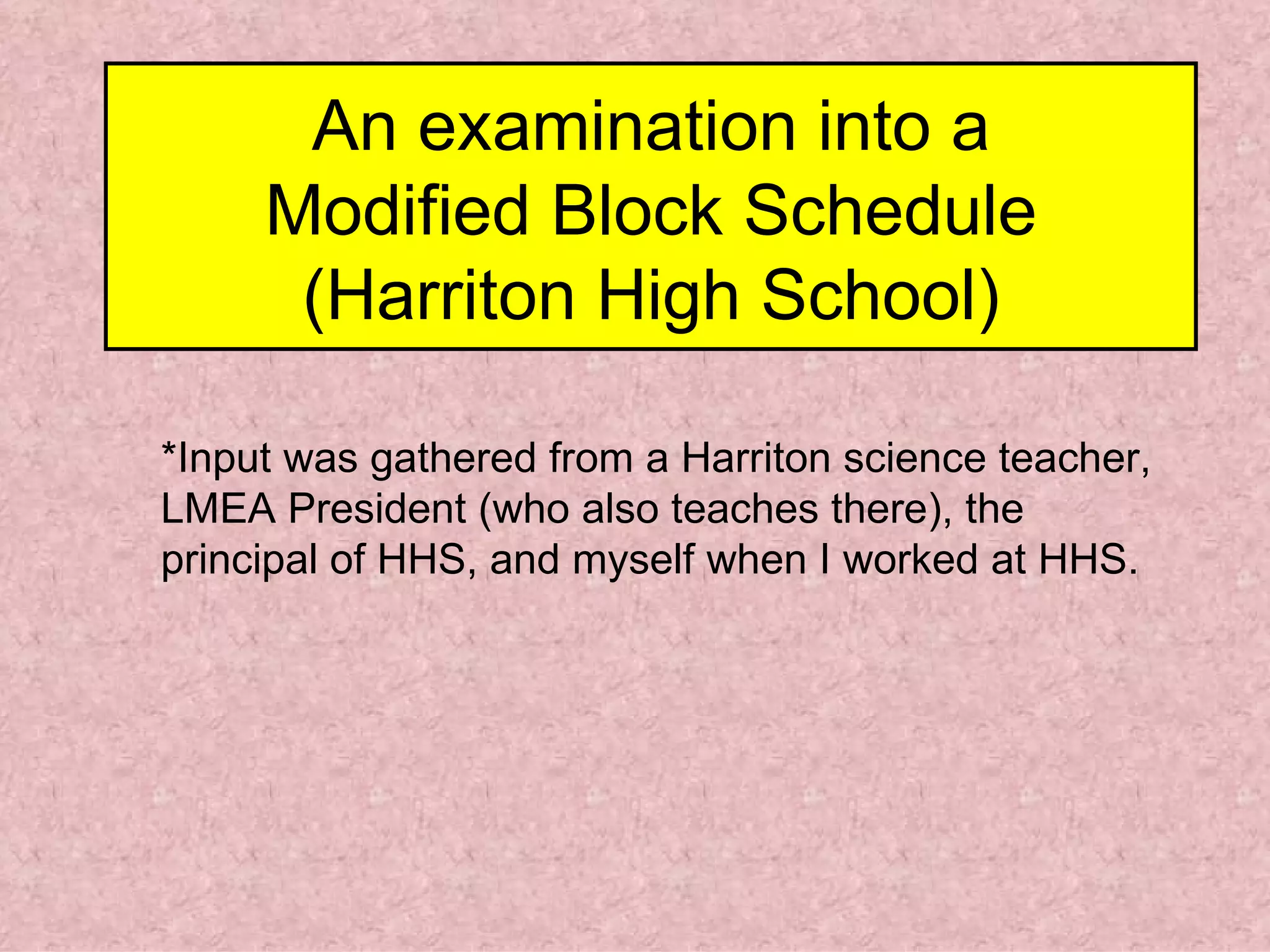 Harriton HS Schedule PPT