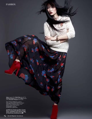 FASHION
 SLUG




     Adam sweater £255; Mink Pink skirt £67.95;
     Erickson Beamon brooch £435; Mawi bracelet
     £359; Alexander McQueen boots £630

     Hair LESLIE THIBAUD at Airport
     Make-up TIINA ROIVAINEN at Airport
     Model WEI CHIUNG LIN at Union
     Fashion Stylist POPPY ROCK
     Photographer’s Assistant
                                                   Credits TK Images




     HENRI DE CARVALHO

     Available from Designer Jewellery, Ground
     Floor; Contemporary Collections, Designer
     Studio and The Shoe Salon, First Floor; Way
     In, Fourth Floor; and harrods.com

64      Harrods Magazine • harrods.com
 