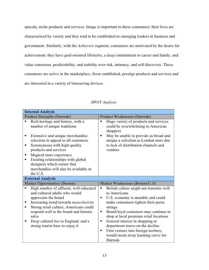 Dissertation on world class service harrods