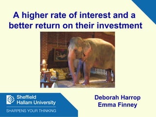 A higher rate of interest and a
better return on their investment
Matthew Borg & Deborah Harrop
Deborah Harrop
Emma Finney
 