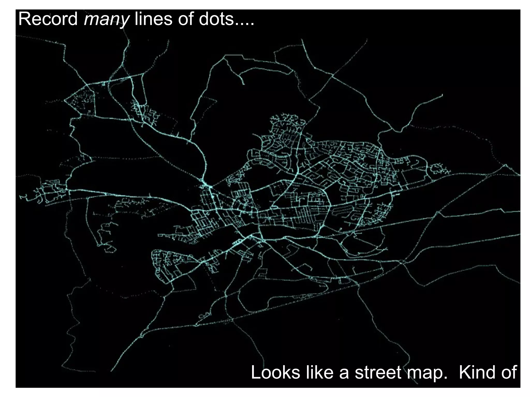 Record many lines of dots....
Looks like a street map. Kind of
 