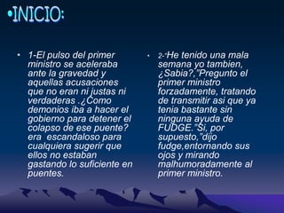  Snape se volverá el nuevo Profesor de Defensas contra las Artes Oscuras, Draco se alegrará al ver eso pero Harry se disgustara ya que no es el profesor indicado.PERFIL PSICOLOGICO DE LOS PERSONAJES MAS IMPORTANTESHarry Potter:Lo que más desea Harry es vivir tranquilo con una familia que lo ame (cosa de la que careció en su niñez) y mantener a todos sus seres queridos felices y a salvo, anhelo que se demostró en su reflejo en el espejo de Oesed. En los últimos libros de la saga, Harry se da cuenta de que, esto nunca será).realmente posible mientras Voldemort exista. Nuestro protagonista, a menudo, se pone en peligro por la gente que quiere, y trata de convencerlos para que ellos no lo hagan.Sacrificio y fidelidad son los adjetivos que definen al personaje de J. K. Rowling, que lo da todos por la gente que quiere y es fiel a ellos hasta la muerte. Harry Potter, como personaje, podemos definirlo como un verdadero «ser humano», llegando al realismo total de una personalidad en la que coinciden las contradicciones existenciales y la obligación de cumplir con una responsabilidad ineludible.Harry, también, nos demuestra gran curiosidad por el mundo mágico, y suele meterse en situaciones que le ponen en peligro simplemente por indagar más en el asunto, por eso podemos decir que es un personaje contundente y persistente en lo que hacer.Tiende, no obstante, a ser extremadamente pesimista y a tener contradicciones existenciales; a menudo imagina que le va a pasar lo peor cuando está en situaciones estresantes, mientras que sabe que tiene que cumplir con sus obligaciones, pese a lo pesadas que puedan llegar a ser.Se enfada fácilmente, algunas veces hasta ponerse violento, cuando alguien insulta o amenaza a quien él quiere. Harry es muy susceptible, y no muestra tolerancia ninguna por las personas que él cree que están 'del otro lado como los motifagos.