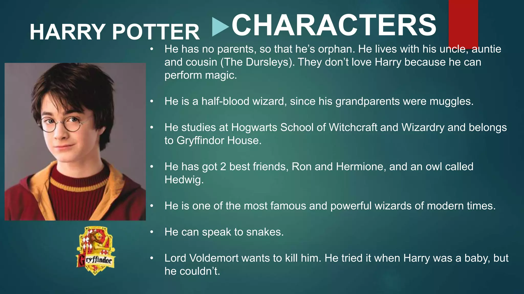 Harry potter author and characters | PPT