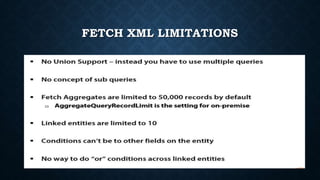 FETCH XML LIMITATIONS
 