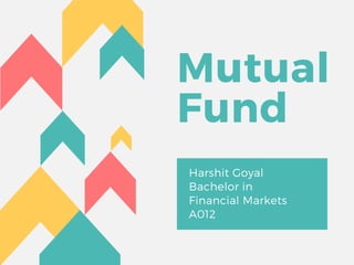 Mutual
Fund
Harshit Goyal
Bachelor in
Financial Markets
A012
 