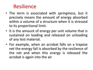 Resilience In Material Science Mechanical Properties of Dental Materials | PPTX