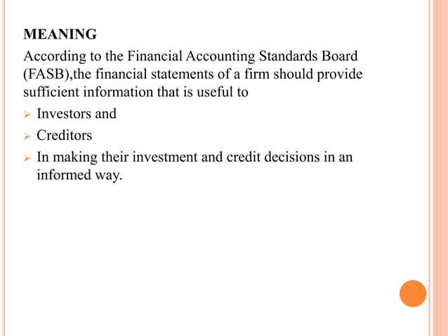 FINANCIAL STATEMENT MEANING OBJECTIVE AND QUALITATIVE CHARACTERISTICS