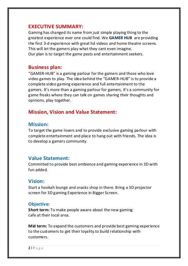 harshit sharma business plan video game business plan
