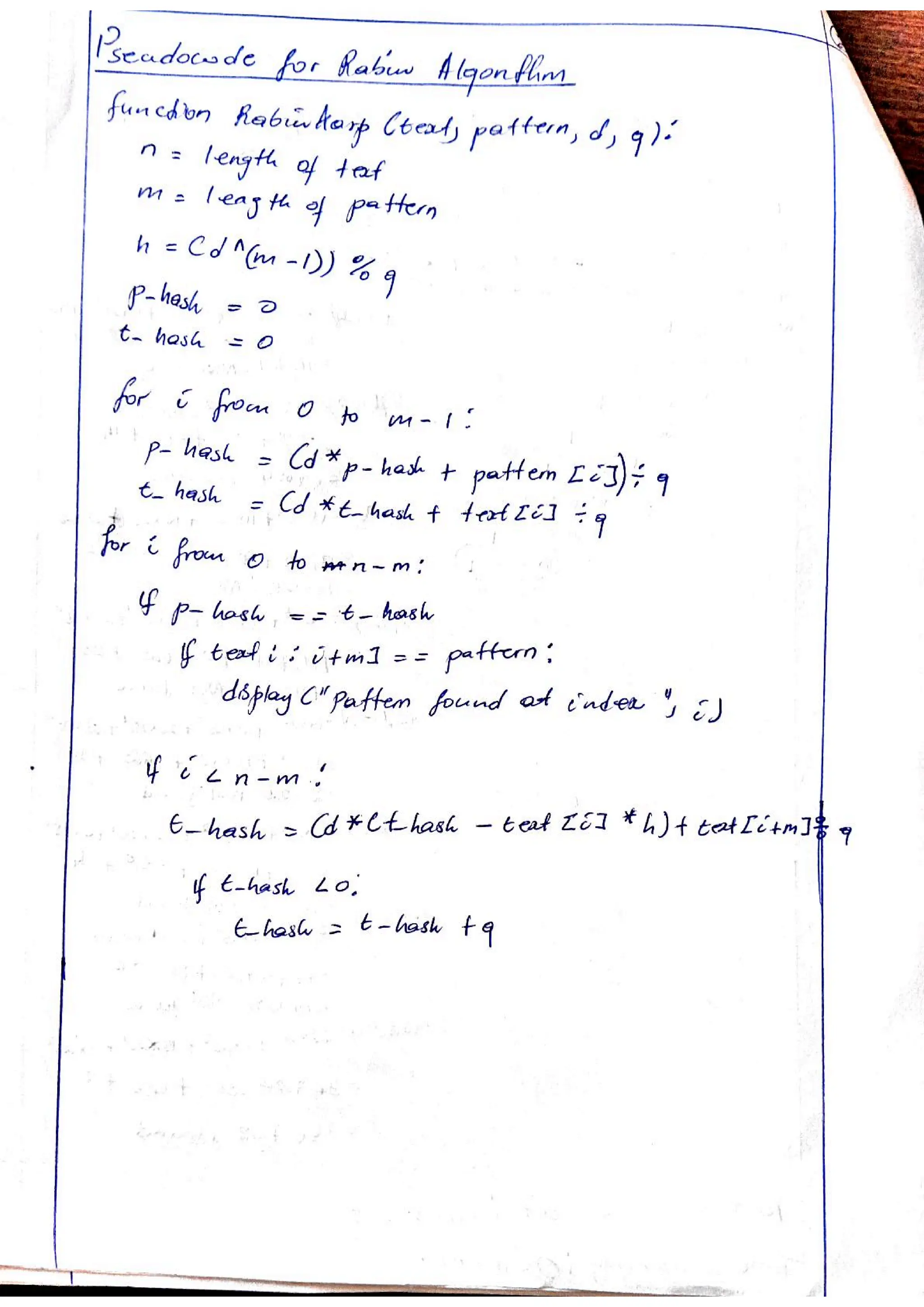 Haspool patterna matching algorithm and rabin karp