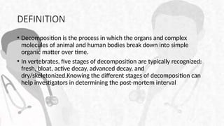 Decomposition changes in a normally buried body. | PPTX